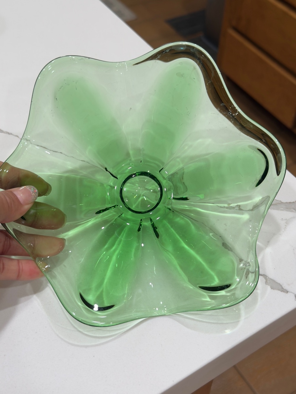 Green Glass Decorative Bowl - Home Art